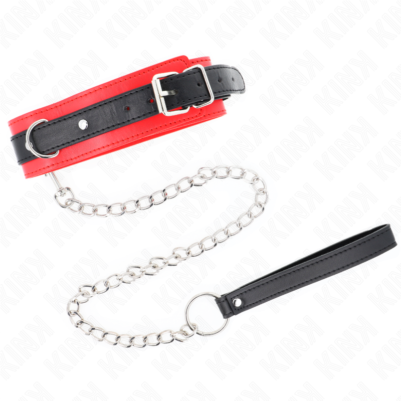 KINK - COLLIER MODÈLE DE BASE AVEC LAISSE 65 CM MODÈLE 3 ROUGE 53 X 5 CM