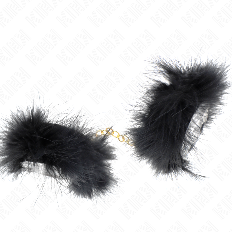 KINK - MENOTTES EN PLUMES AVEC CHAÎNE DORÉE MODÈLE 0