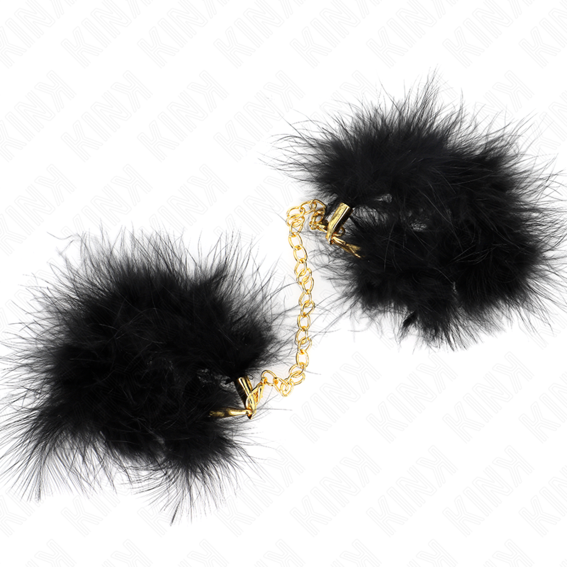 KINK - MENOTTES EN PLUMES AVEC CHAÎNE DORÉE MODÈLE 0