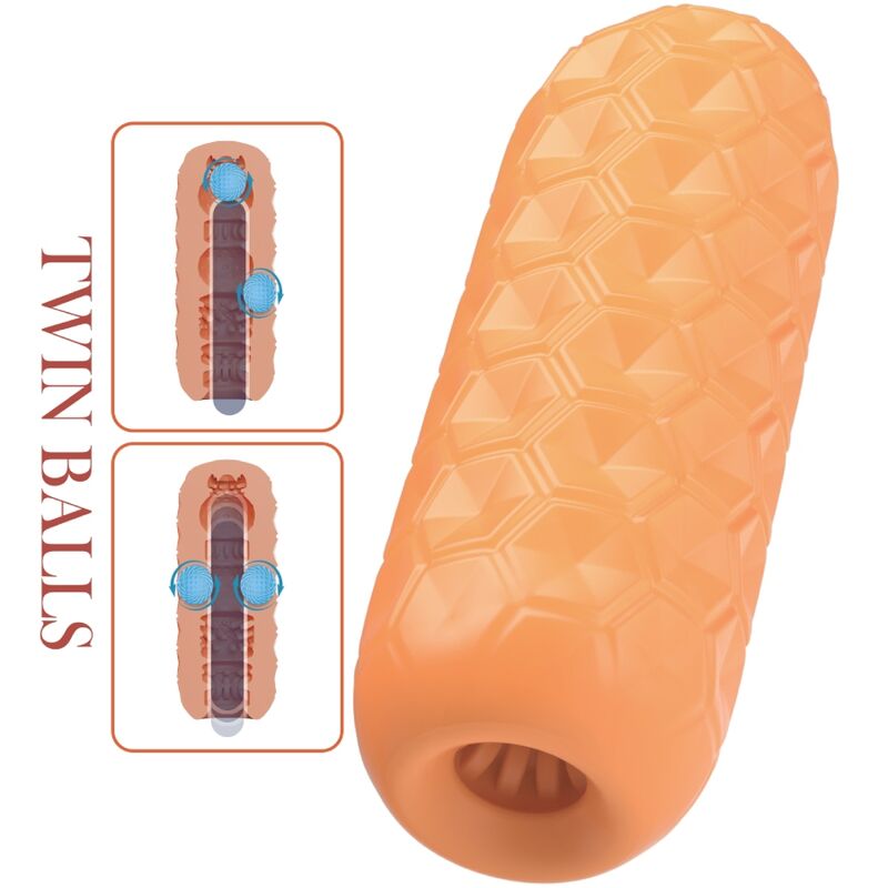 PRETTY LOVE - MASTURBATEUR MASCULIN TWIN BALLS ORANGE