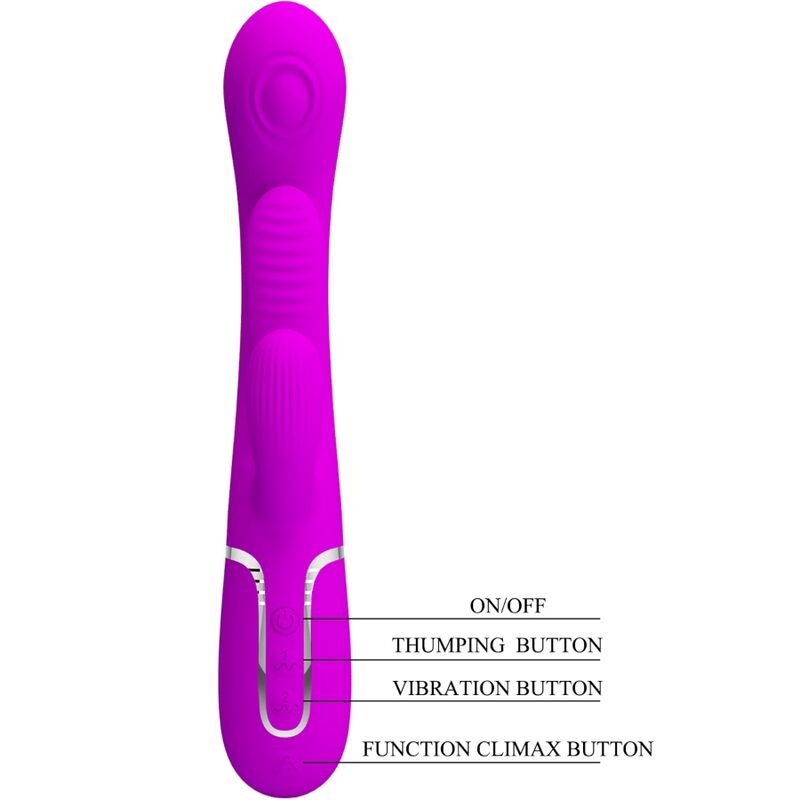 PRETTY LOVE - VIBROMASSEUR TRIPLE LAPIN MULTIFONCTION SHANIA - ROSE