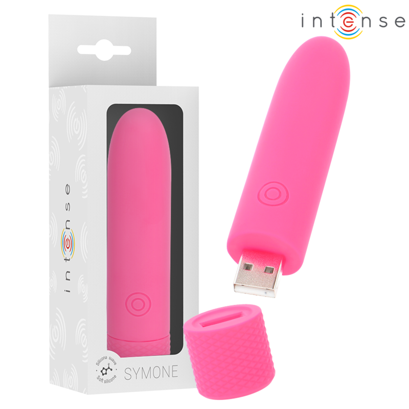 INTENSE - SYMONE USB RECHARGEABLE VIBRATING BULLET 8 VIBRATIONS ROSE 10 X 2,2 CM