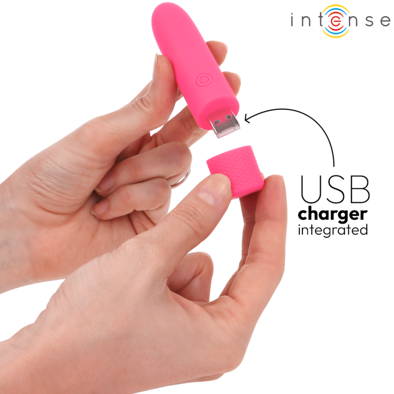 INTENSE - SYMONE USB RECHARGEABLE VIBRATING BULLET 8 VIBRATIONS ROSE 10 X 2,2 CM