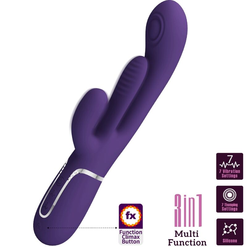 PRETTY LOVE - SHANIA VIBREUR TRIPLE LAPIN MULTIFONCTION VIOLET