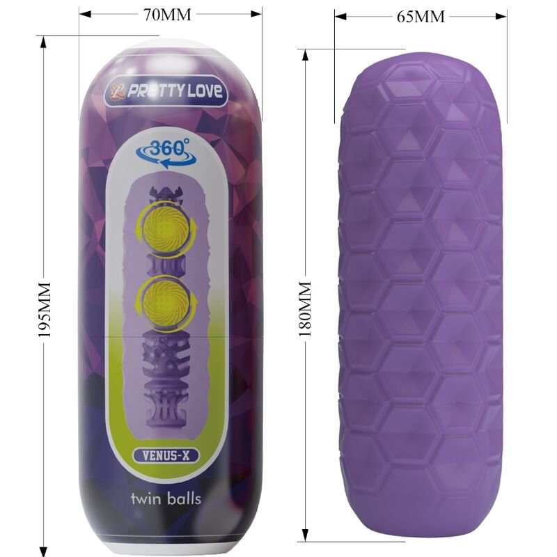 PRETTY LOVE - MASTURBATEUR MASCULIN TWIN BALLS VIOLET