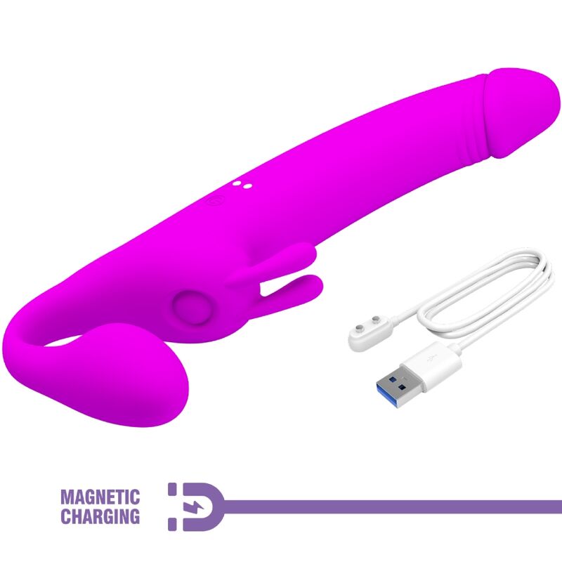 PRETTY LOVE - ZANINI GODEMICHET SANS BRETELLES 10 VIBRATIONS VIOLET