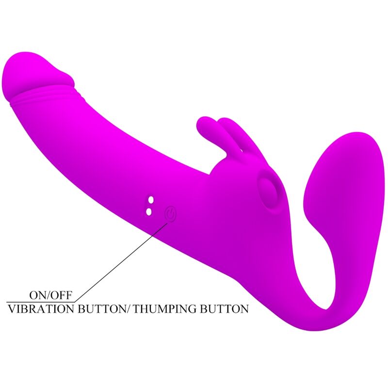 PRETTY LOVE - ZANINI GODEMICHET SANS BRETELLES 10 VIBRATIONS VIOLET
