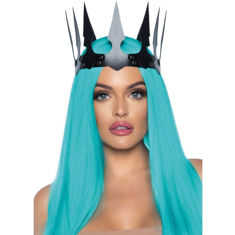 LEG AVENUE - COURONNE MALEFICENT EN SIMILI CUIR AVEC CLOUS NOIRE