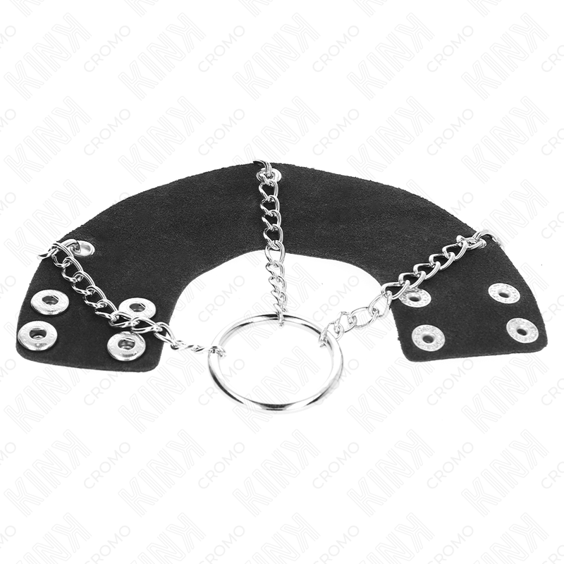 KINK - ANNEAU PÉNIEN 4 CM CHAÎNE 7 CM MÉTAL AVEC SANGLES EN CUIR