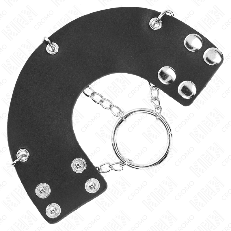 KINK - ANNEAU PÉNIEN 4 CM CHAÎNE 7 CM MÉTAL AVEC SANGLES EN CUIR