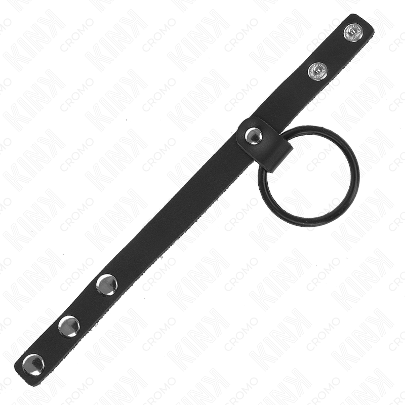 KINK - ANNEAU PÉNIEN EN SILICONE 3,8 CM ET PARTIE SCROTALE EN CUIR 22 X 1,5 CM
