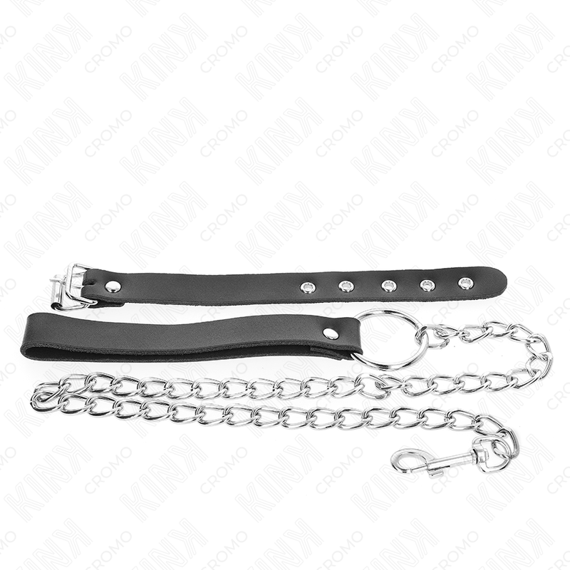 KINK - ANNEAU PÉNIEN EN CUIR AVEC SANGLE 21,5 X 2 CM ET CHAÎNE MÉTALLIQUE 60 CM