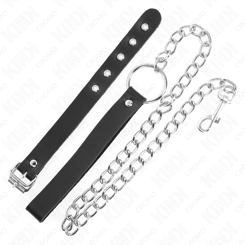 KINK - ANNEAU PÉNIEN EN CUIR AVEC SANGLE 21,5 X 2 CM ET CHAÎNE MÉTALLIQUE 60 CM