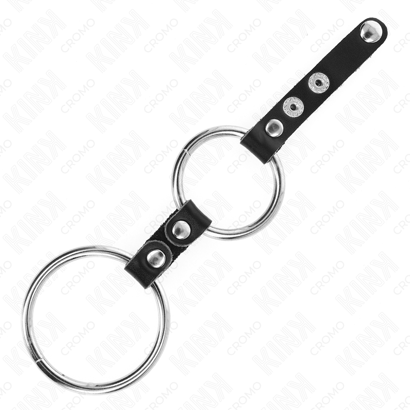 KINK - DOUBLE ANNEAU PÉNIS 3,8 CM À 5 CM LIÉ PAR DU CUIR