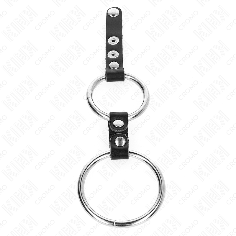 KINK - DOUBLE ANNEAU PÉNIS 3,8 CM À 5 CM LIÉ PAR DU CUIR