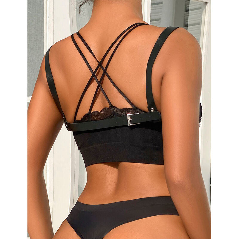 SUBBLIME - 953713 CEINTURE PUNK BONDAGE BOUCLE MÉTALLIQUE NOIR TAILLE UNIQUE