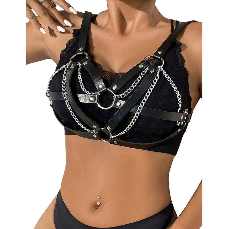 SUBBLIME - 953713 CEINTURE PUNK BONDAGE BOUCLE MÉTALLIQUE NOIR TAILLE UNIQUE