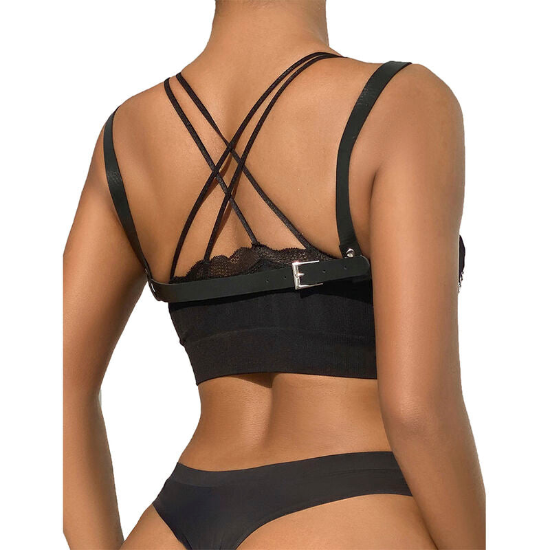 SUBBLIME - 953713 CEINTURE PUNK BONDAGE BOUCLE MÉTALLIQUE NOIR TAILLE UNIQUE