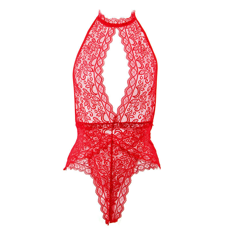 SUBBLIME - 953874 BODY STRING AVEC BONNETS OUVERTS ROUGE S/M