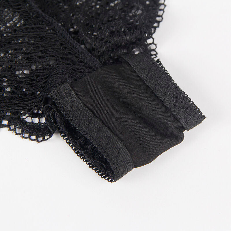 SUBBLIME - 953911 NUISETTE + CULOTTE EN SOIE ET DENTELLE NOIR S/M