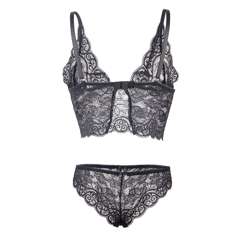 SUBBLIME - 953928 CHEMISE DE NUIT + CULOTTE EN SOIE ET DENTELLE NOIRE L/XL