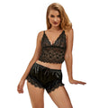 SUBBLIME - 953935 LÄSSIGE SEIDENNACHTHEMD + SPITZENHOSE SCHWARZ S/M