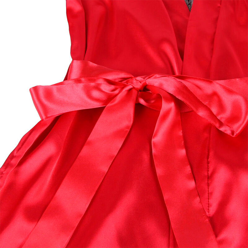 SUBBLIME - 954017 DÉSHABILLÉ HAUT DE GAMME AVEC DOS TRANSPARENT ET STRING, ROUGE/NOIR, S/M