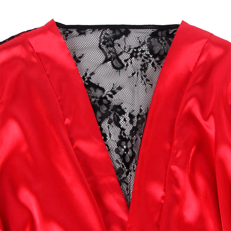 SUBBLIME - 954017 DÉSHABILLÉ HAUT DE GAMME AVEC DOS TRANSPARENT ET STRING, ROUGE/NOIR, S/M