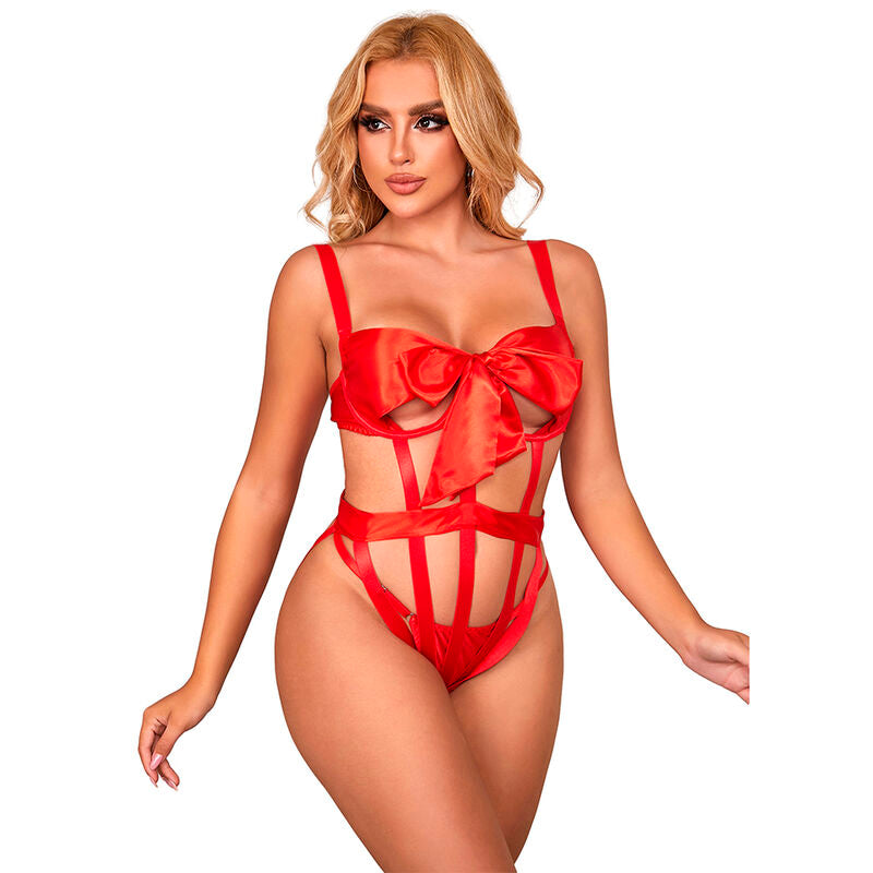 SUBBLIME - 954468 BODY SEXY AJOURÉ AVEC NŒUD ROUGE S/M