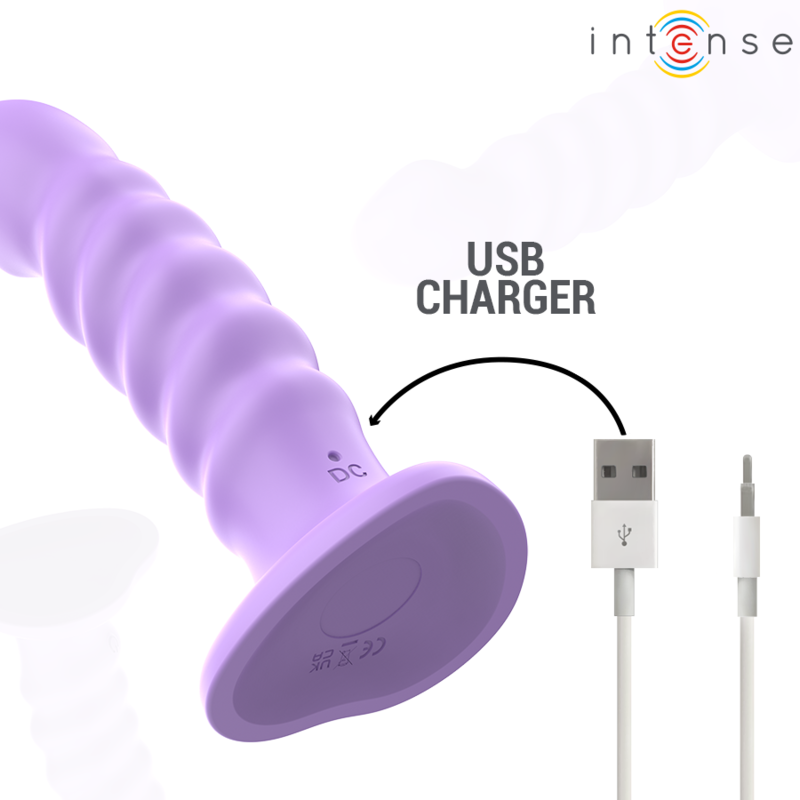 INTENSE - VIBREUR BRENDA TAILLE M DESIGN EN SPIRALE 10 VIBRATIONS VIOLET TÉLÉCOMMANDE