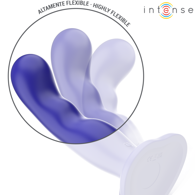 INTENSE - VIBREUR COURT AVEC VENTOUSES BLEU TÉLÉCOMMANDE