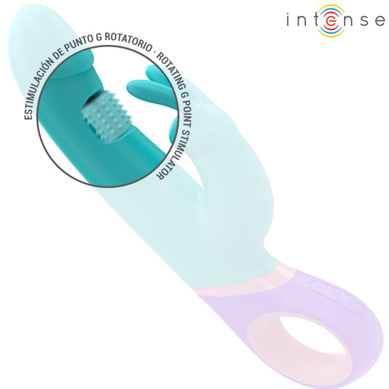 INTENSE - VIBREUR LAPIN MONICA AVEC STIMULATEUR ROTATIF POINT G BLEU