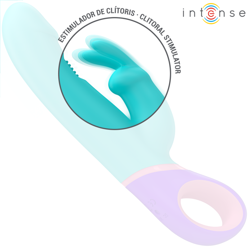 INTENSE - VIBREUR LAPIN MONICA AVEC STIMULATEUR ROTATIF POINT G BLEU