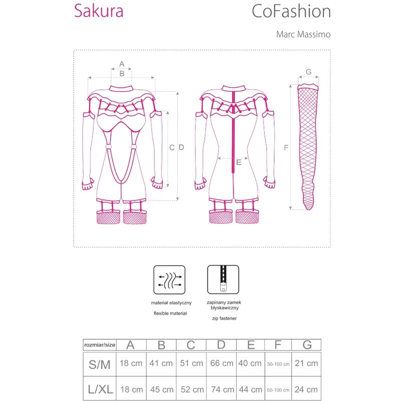 LIVCO CORSETTI FASHION - COMBINAISON SAKURA CF 90357 + LONGS GANTS + PORTE-JARRETELLES NOIR L/XL