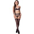 LIVCO CORSETTI FASHION - KEILA LC 20245 SOUTIEN-GORGE + PORTE-JARRETELLES + CULOTTE NOIR L/XL