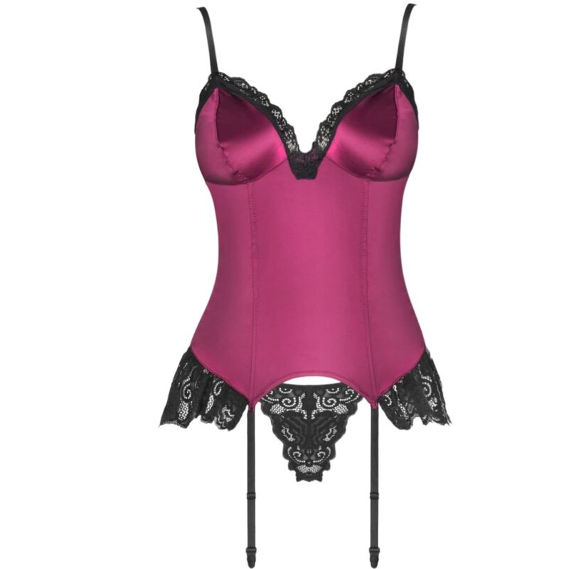 LIVCO CORSETTI FASHION - AGRAFENA CF 90436 CORSET + TANGA BOURGOGNE S/M