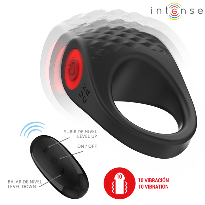 INTENSE - ANNEAU PÉNIEN VIBRANT CLOVER 10 VIBRATIONS NOIR