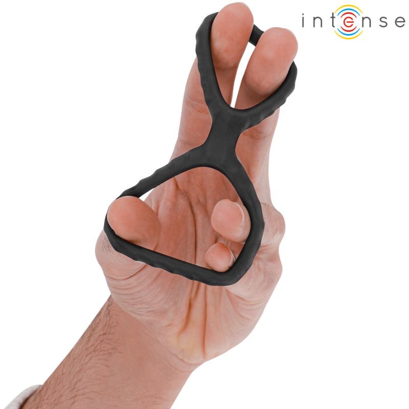 INTENSE - ANNEAU DOUBLE EN SILICONE POUR PÉNIS DEWEY NOIR MODÈLE 2