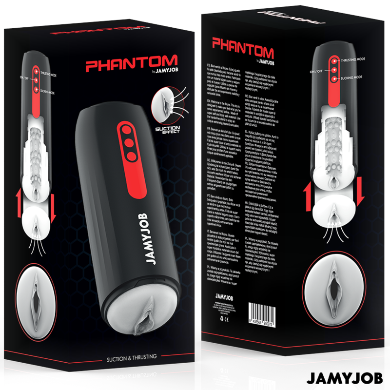 JAMYJOB - MASTURBATEUR VAGINAL AUTOMATIQUE PHANTOM 5 MODES D'ASPIRATION ET DE POUSSÉE