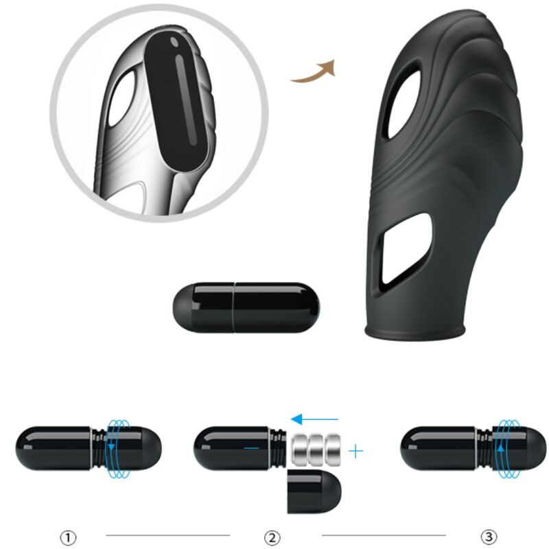 PRETTY LOVE - VIBROMASSEUR DE DOIGT EN SILICONE LICH NOIR