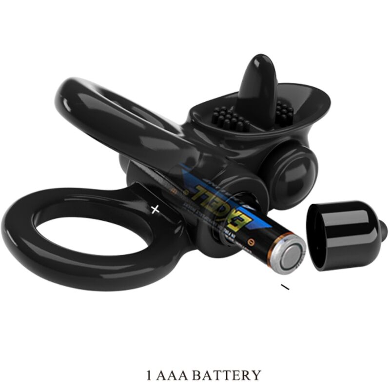 PRETTY LOVE - PASSIONATE RING DOUBLE ANNEAU VIBRANT + STIMULATEUR CLITORIDIEN NOIR