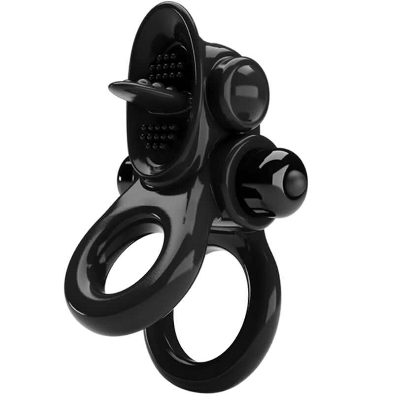 PRETTY LOVE - PASSIONATE RING DOUBLE ANNEAU VIBRANT + STIMULATEUR CLITORIDIEN NOIR