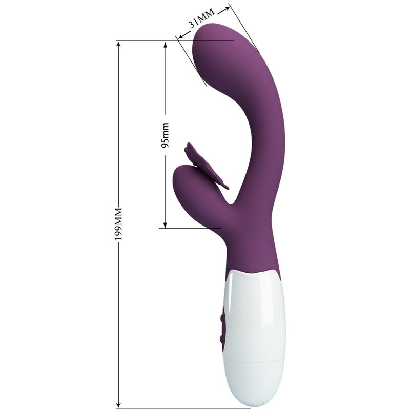 PRETTY LOVE - VIBROMASSEUR LAPIN ET STIMULATEUR CLITORIDIEN PAPILLON ET POINT G VIOLET