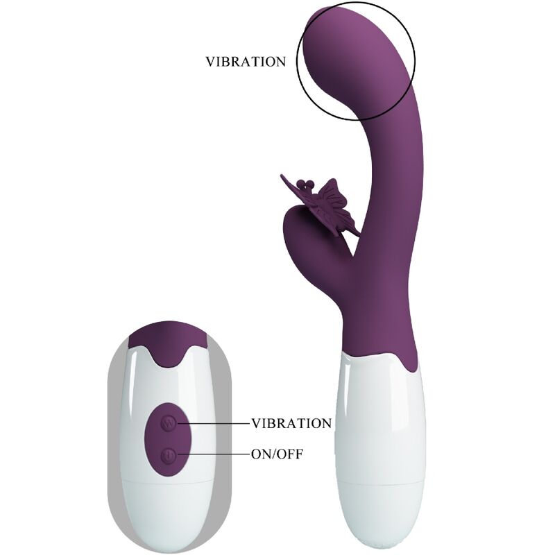 PRETTY LOVE - VIBROMASSEUR LAPIN ET STIMULATEUR CLITORIDIEN PAPILLON ET POINT G VIOLET