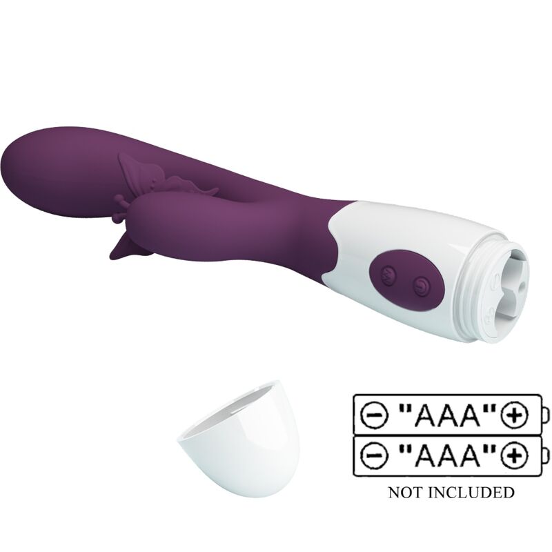 PRETTY LOVE - VIBROMASSEUR LAPIN ET STIMULATEUR CLITORIDIEN PAPILLON ET POINT G VIOLET