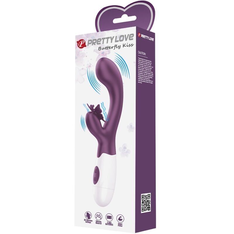 PRETTY LOVE - VIBROMASSEUR LAPIN ET STIMULATEUR CLITORIDIEN PAPILLON ET POINT G VIOLET