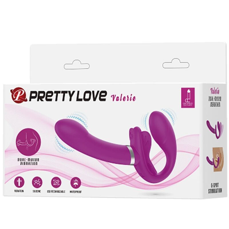 PRETTY LOVE - VIBROMASSEUR DOUBLE SANGLE VALERIE 12 VIBRATIONS VIOLET