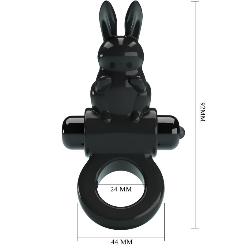PRETTY LOVE - ANNEAU VIBRANT LAPIN EXCITANT 10 VIBRATIONS NOIR