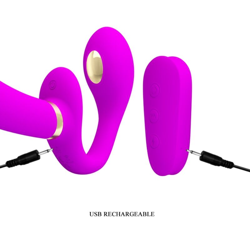 PRETTY LOVE - VIBRATEUR DOUBLE STRAP-ON THUNDERBIRD TÉLÉCOMMANDÉ VIOLET