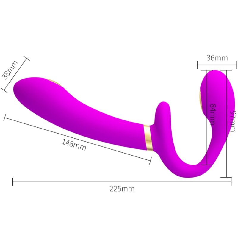 PRETTY LOVE - VIBRATEUR DOUBLE STRAP-ON THUNDERBIRD TÉLÉCOMMANDÉ VIOLET
